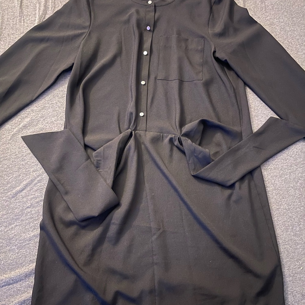 Black Long Sleeve Button-Up Dress